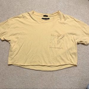 Yellow cropped loose fit pocket tee